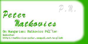 peter matkovics business card